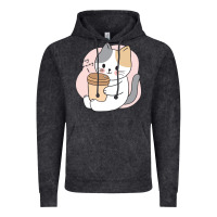 Vintage Black Cat Drinking Coffee Kitten Kawaii Japanese Kitty Vintage Hoodie - linhVisuals