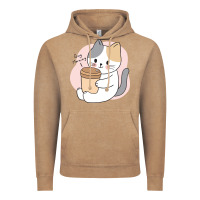 Vintage Coffee Cat Drinking Coffee Kitten Kawaii Japanese Kitty Vintage Hoodie - linhVisuals