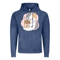 Cat Drinking Coffee Kitten Kawaii Japanese Kitty Vintage Hoodie | Teevron