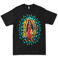 Black Our Lady Of Guadalupe Gemstone Sunflowers Premium Tee - FaDigitalArtStudio