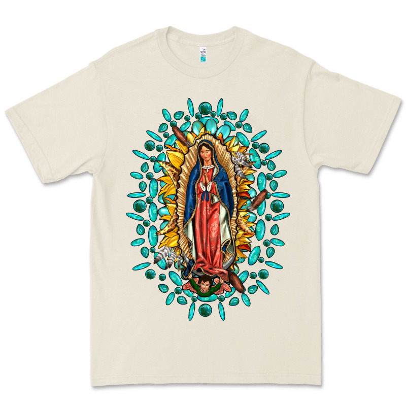 Our Lady Of Guadalupe Gemstone Sunflowers Premium Tee by FaDigitalArtStudio | Teevron