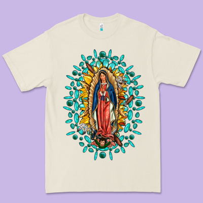 Our Lady Of Guadalupe Gemstone Sunflowers Premium Tee Designed By Fadigitalartstudio