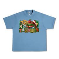 Pebble Blue Christmas Teacher Urban Heavy Tee - FaDigitalArtStudio