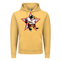 Vintage Mustard Red Penguin 1990's Russian Vintage Hoodie - linhVisuals