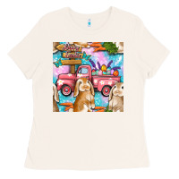 Bone Easter Bunny With Truck Seamless Pattern Ladies Tee - BundleAndBundleShop