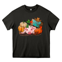 Asphalt Hello fall pig Heavy Core Tee - RanaPortraitStore