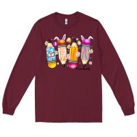 Burgundy Easter Teacher Life Long Sleeve Tee - CowhideDigitalArt