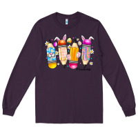Plum Easter Teacher Life Long Sleeve Tee - CowhideDigitalArt