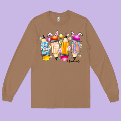 Easter Teacher Life Long Sleeve Tee Designed By Cowhidedigitalart