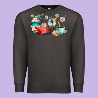 Teacher Coffee Cups Premium Sweatshirt Designed By Ranaportraitstore