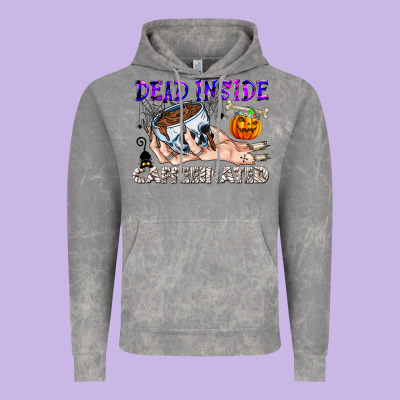 Dead Inside Caffeinated Vintage Hoodie Designed By Cowhidedigitalart