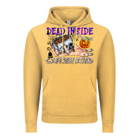 Vintage Mustard Dead Inside Caffeinated Vintage Hoodie - CowhideDigitalArt