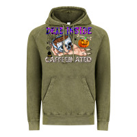 Vintage Olive Dead Inside Caffeinated Vintage Hoodie - CowhideDigitalArt