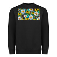 Black Sunflower And Daisy With Leopard Heavyweight Sweatshirt - RanaPortraitStore