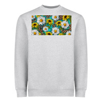 Heather Grey Sunflower And Daisy With Leopard Heavyweight Sweatshirt - RanaPortraitStore