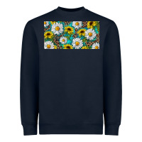 Navy Sunflower And Daisy With Leopard Heavyweight Sweatshirt - RanaPortraitStore