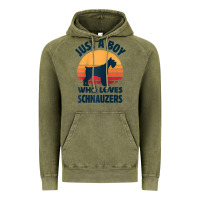 Vintage Olive schnauzer just a boy who loves dogs men retro vintage sunset raglan ba Vintage Hoodie - linhVisuals
