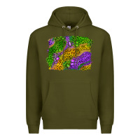 Army Green mardi gras leopard gemstone background Premium Hoodie - RanaPortraitStore