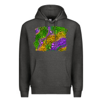 Charcoal Heather mardi gras leopard gemstone background Premium Hoodie - RanaPortraitStore