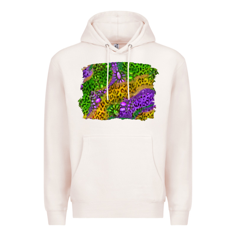 Mardi Gras Leopard Gemstone Background Premium Hoodie by RanaPortraitStore | Teevron