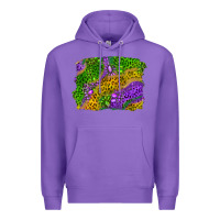 Purple mardi gras leopard gemstone background Premium Hoodie - RanaPortraitStore