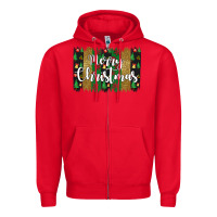Red merry christmas Zipper Hoodie - JahusDesignShop