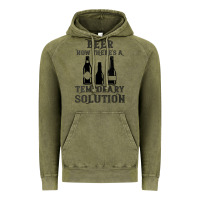 Vintage Olive womens funny beer now there's a temporary solution drinking design v n Vintage Hoodie - linhVisuals