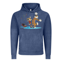Vintage Denim newcalvin and hobbes sing 09 Vintage Hoodie - linhVisuals