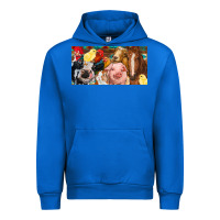 Cobalt Farm animals with aztec Urban Hoodie - RanaPortraitStore