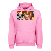 Fuchsia Pink Farm animals with aztec Urban Hoodie - RanaPortraitStore