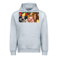 Heather Grey Farm animals with aztec Urban Hoodie - RanaPortraitStore