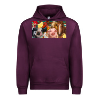 Mauve Wine Farm animals with aztec Urban Hoodie - RanaPortraitStore