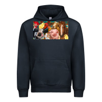 Navy Farm animals with aztec Urban Hoodie - RanaPortraitStore