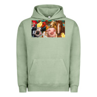 Pigment Oil Green Farm animals with aztec Urban Hoodie - RanaPortraitStore
