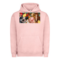 Pigment Salmon Farm animals with aztec Urban Hoodie - RanaPortraitStore