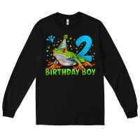 Black birthday boy frog age 2 Long Sleeve Tee - LillyAllenDesigns