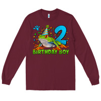 Burgundy birthday boy frog age 2 Long Sleeve Tee - LillyAllenDesigns