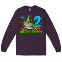 Plum birthday boy frog age 2 Long Sleeve Tee - LillyAllenDesigns