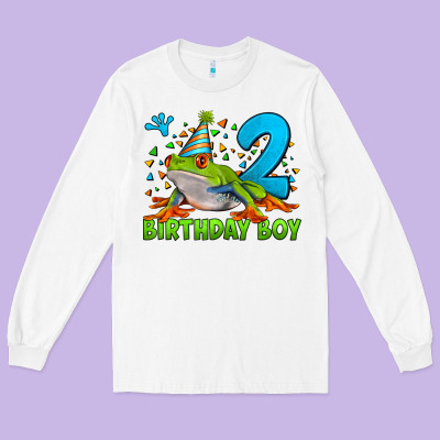 Birthday Boy Frog Age 2 Long Sleeve Tee Designed By Lillyallendesigns