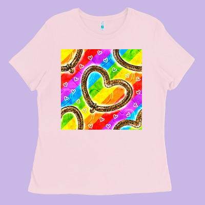 Pride Lgbtq Leopard Heart Balloons Pattern Ladies Tee Designed By Bundleandbundleshop