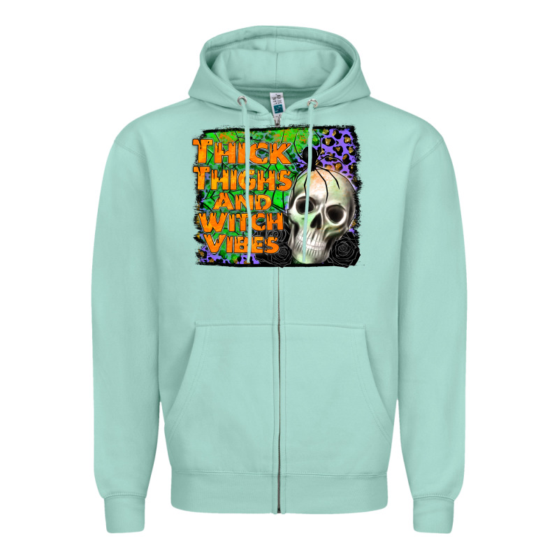 Thick Thighs And Witch Vibes Zipper Hoodie by JahusDesignShop | Teevron