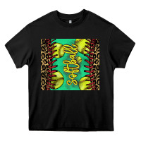 Black Softball leopard tumbler Heavy Core Tee - HowdyJamesFarm