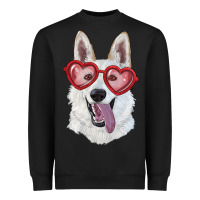 Black White shepherd with love glasses Heavyweight Sweatshirt - RanaPortraitStore