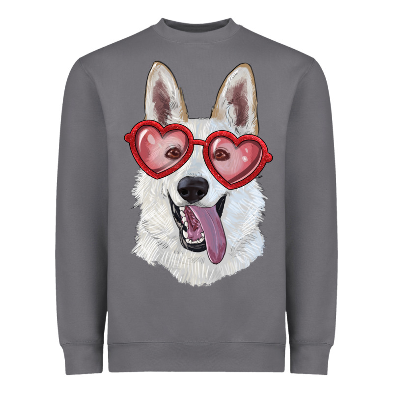 White Shepherd With Love Glasses Heavyweight Sweatshirt by RanaPortraitStore | Teevron