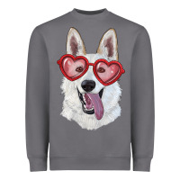 Storm White shepherd with love glasses Heavyweight Sweatshirt - RanaPortraitStore