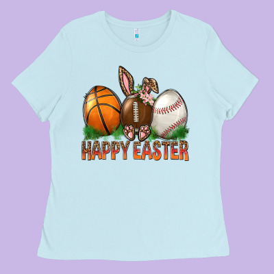 Happy Easter Sports Ladies Tee Designed By Bundleandbundleshop