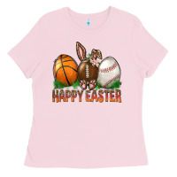 Bubblegum Pink Happy Easter Sports Ladies Tee - BundleAndBundleShop