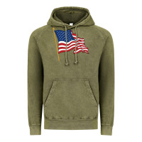 Vintage Olive American flag Vintage Hoodie - linhVisuals