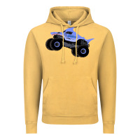 Vintage Mustard Monster Truck Megalodon Vintage Hoodie - linhVisuals