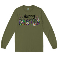 Army Green Happy Easter Long Sleeve Tee - CowhideDigitalArt